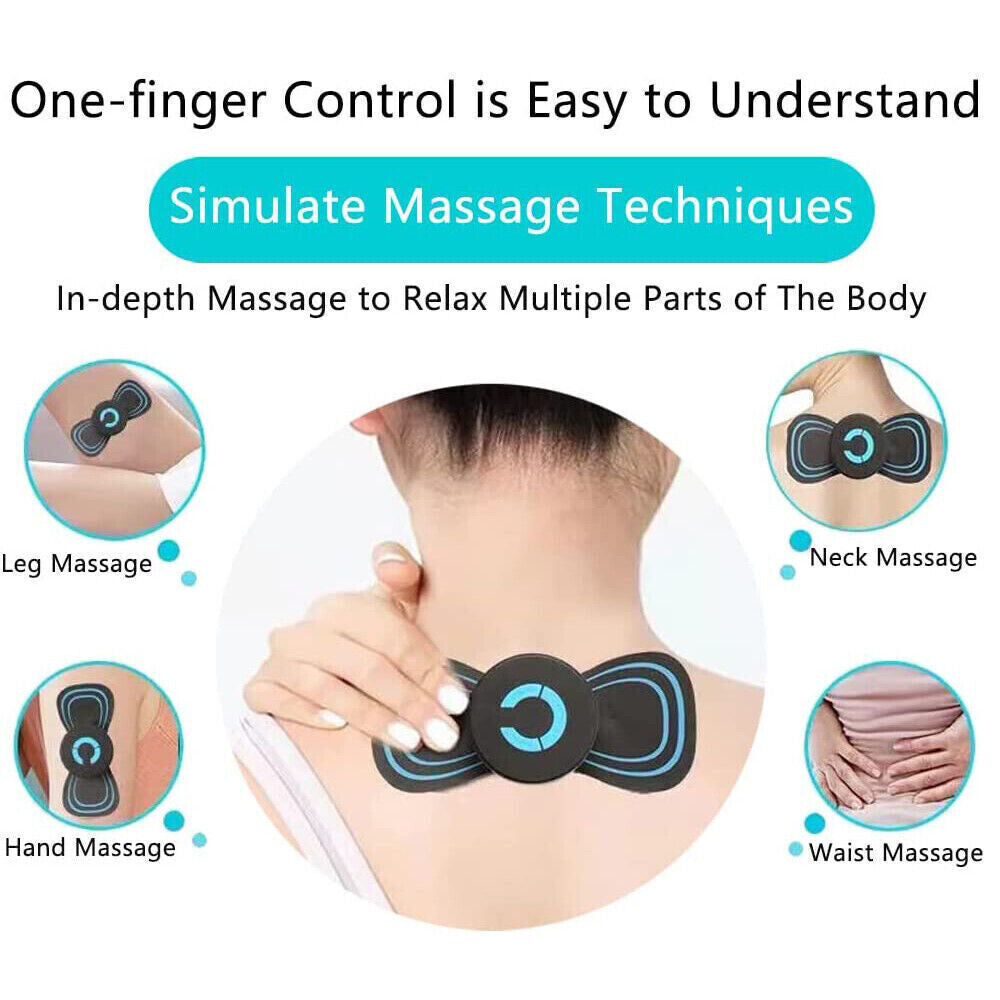 Neck Back Massager Portable Mini Electric EMS Cervical Massage Patch Relief Pain