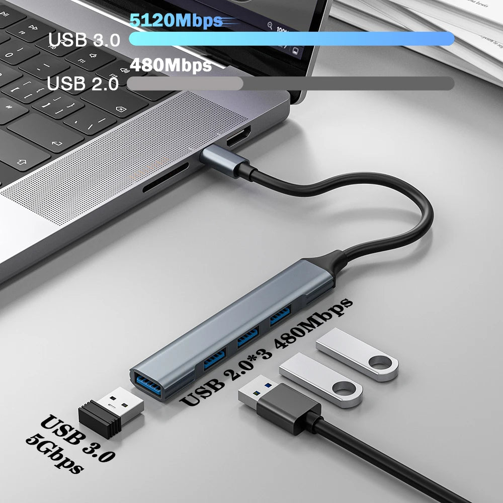 USB 3.0 HUB Type C to 4 Ports