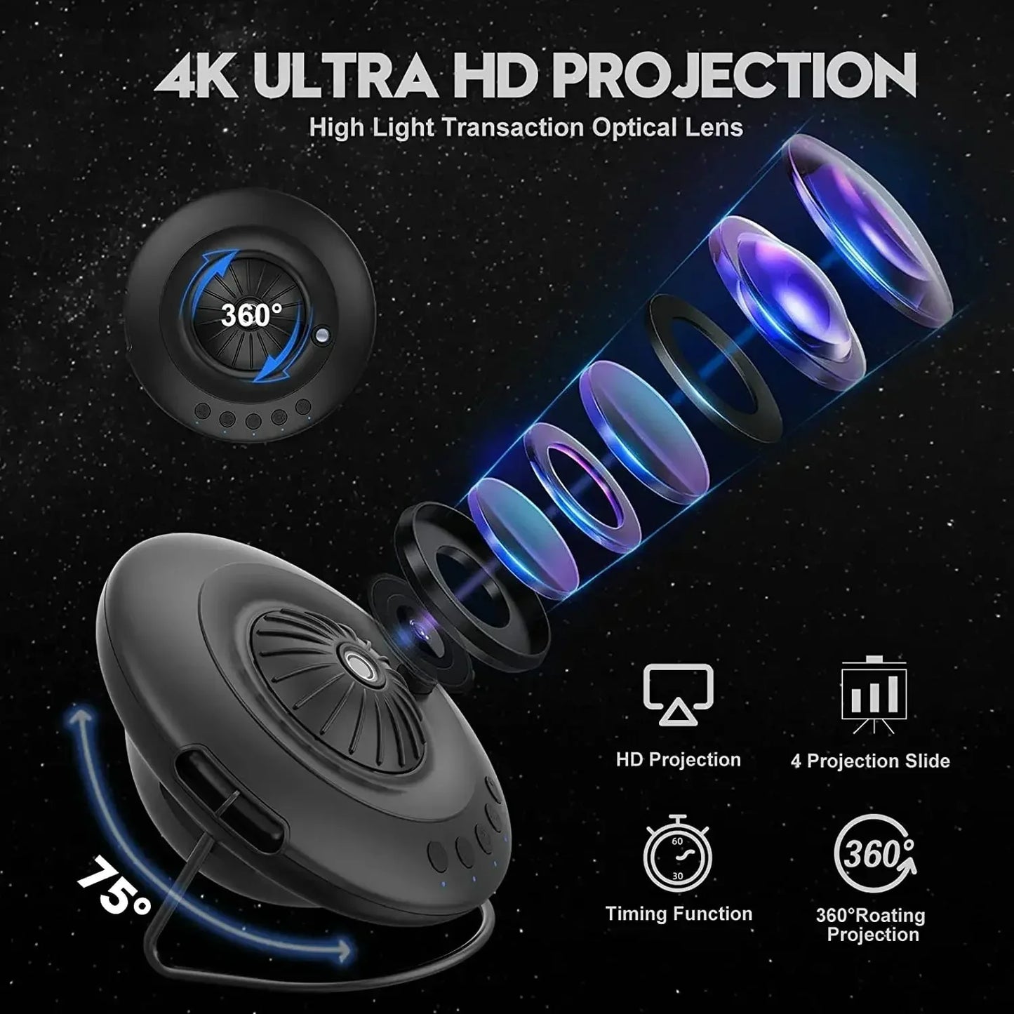 UFO LED Star Projector Night Light 8 in 1 Planetarium